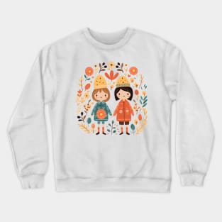 Scandinavian Folk Art Couple 2 Crewneck Sweatshirt